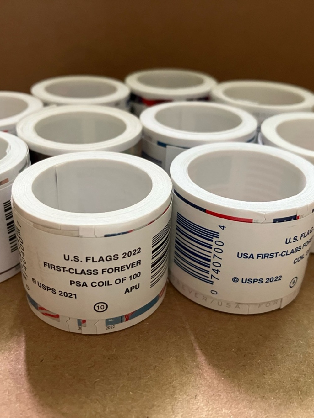 10 Rolls (Coil of 1000) USPS First Class Forever Flag Stamps 2022